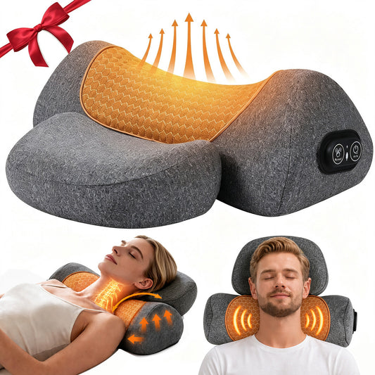 Morfone 3-in-1 Neck Massager Pillow with Heat, Vibration & Airbag Traction, Deep Tissue Massager for Bed, Sofa, Office, Home Use