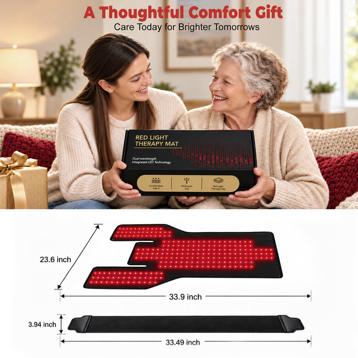 Morfone Red Light Shoulder Wrap with 3 Modes and 5 Levels, 3-in-1 Chip Red Light for Shoulder & Neck, 660nm & 850nm Infrared Light Pad with Timer for Home Use