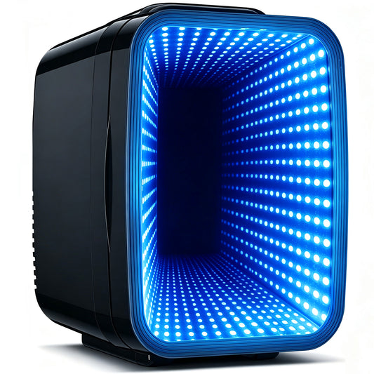 4L Mini Fridge, Small Refrigerator with 6-Color LED Light, Skincare Fridge for Bedroom, Gaming Room, Office, Car, Dorm (Black)