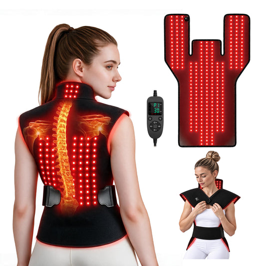Morfone Red Light Shoulder Wrap with 3 Modes and 5 Levels, 3-in-1 Chip Red Light for Shoulder & Neck, 660nm & 850nm Infrared Light Pad with Timer for Home Use