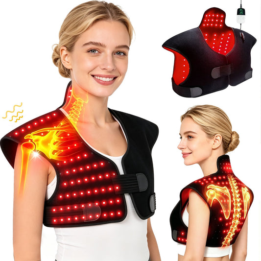 Morfone Red Light Shoulder Wrap, 3-in-1 Chip Red Light for Shoulder & Neck, 660nm & 850nm Infrared Light Pad with 3 Modes and 5 Levels for Home Use