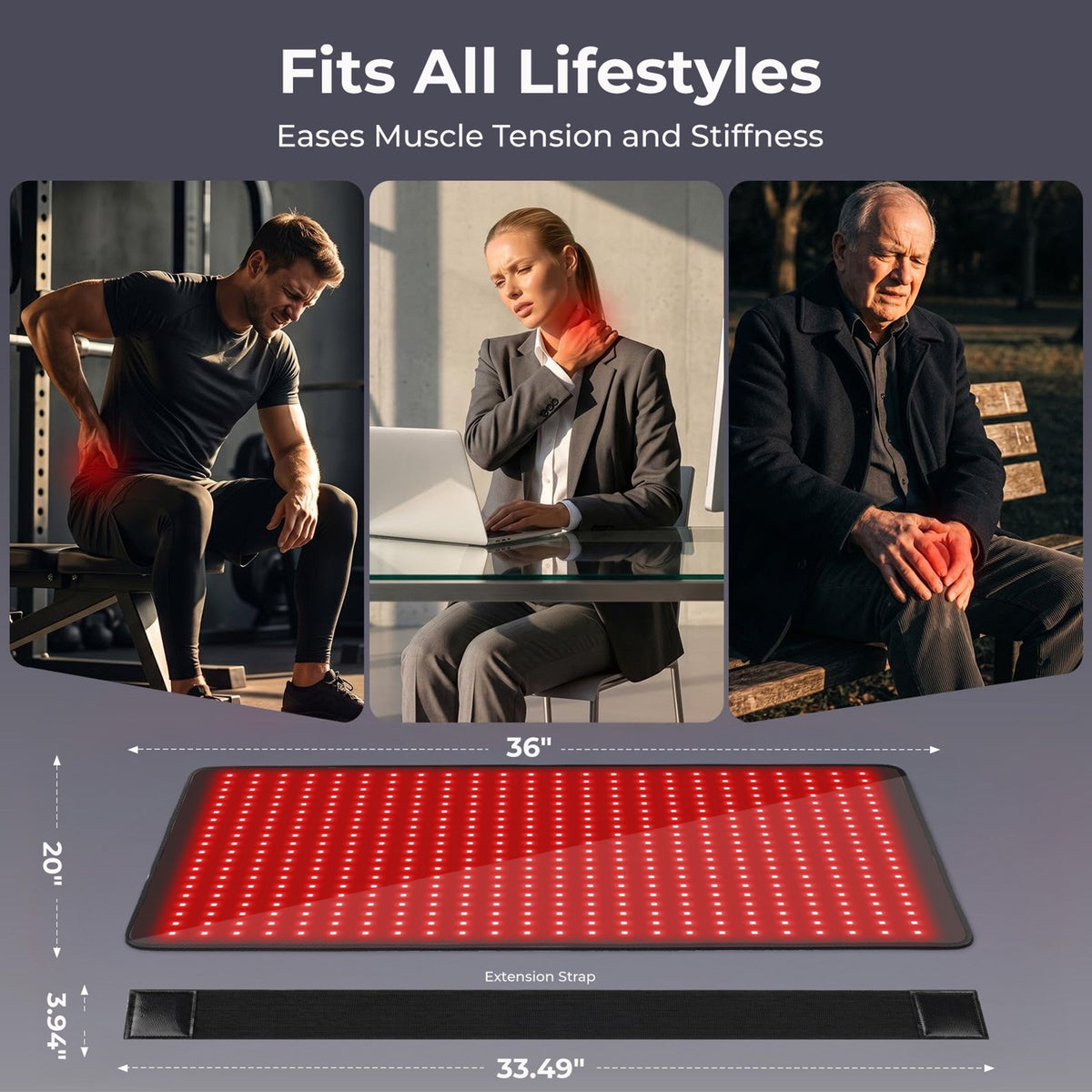 Morfone Red Light Mat for Body, 36" x 20" Red Light Pad, 660nm & 850nm