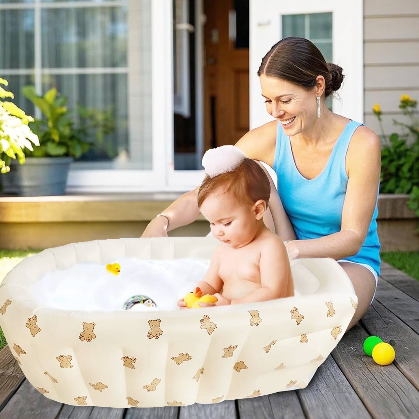 Morfone Inflatable Baby Bathtub for Newborn to Toddler, Portable Baby Tub with Built-in Air Pump, Collapsible Shower Basin for Easy Storage