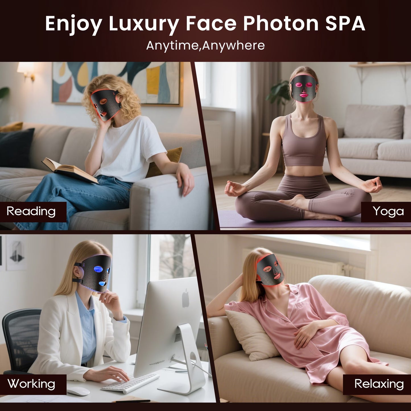 Morfone Red Light Therapy Mask for Face, 4 Modes LED Face Mask, 850NM Infrared & Red Light Mask, 400 LEDs, Eye Protection & Timing Function at Home, Travel