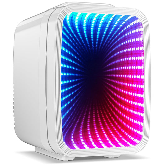 White Mini Fridge for Bedroom | 4 Liter Cooler with Dimmable LED Light