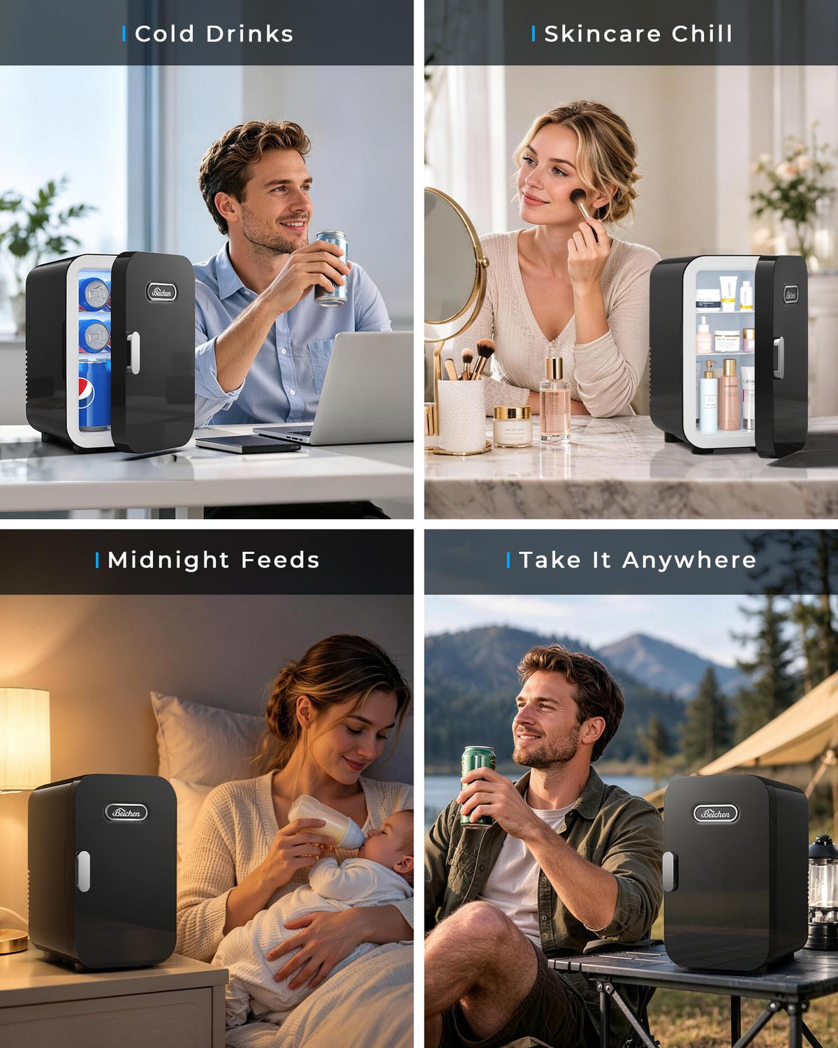 Mini Fridge, 6L/8 Can Portable Small Refrigerator Cool& Warm AC/DC