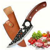 ACMETOP Viking Knife with Sheath - Hand Forged Butcher Knife for Meat Cutting - High Carbon Steel Meat Knives- Multipurpose Japanese Chef Knives for Camping, Outdoor, BBQ, Gift for Men and Women