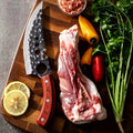 ACMETOP Viking Knife with Sheath - Hand Forged Butcher Knife for Meat Cutting - High Carbon Steel Meat Knives- Multipurpose Japanese Chef Knives for Camping, Outdoor, BBQ, Gift for Men and Women