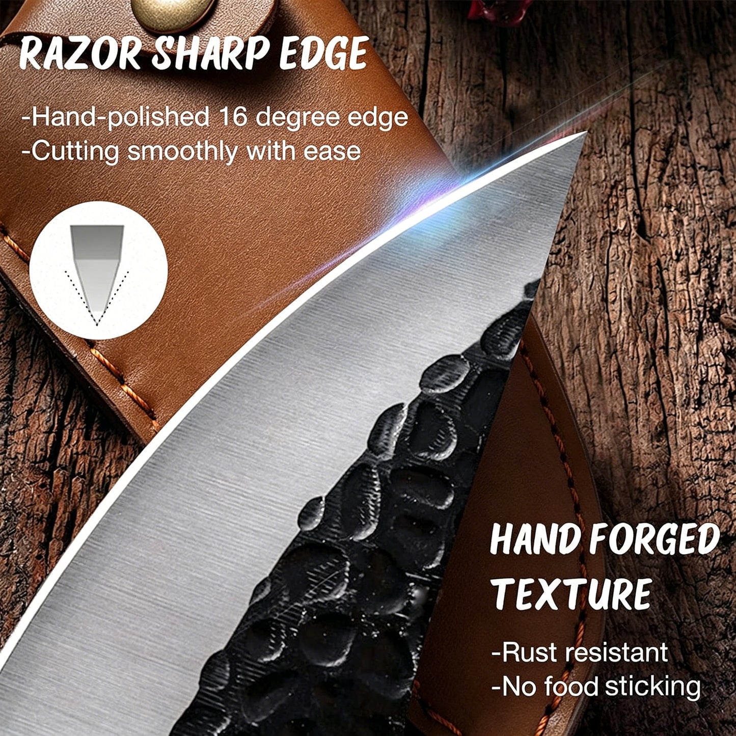 ACMETOP Viking Knife with Sheath - Hand Forged Butcher Knife for Meat Cutting - High Carbon Steel Meat Knives- Multipurpose Japanese Chef Knives for Camping, Outdoor, BBQ, Gift for Men and Women