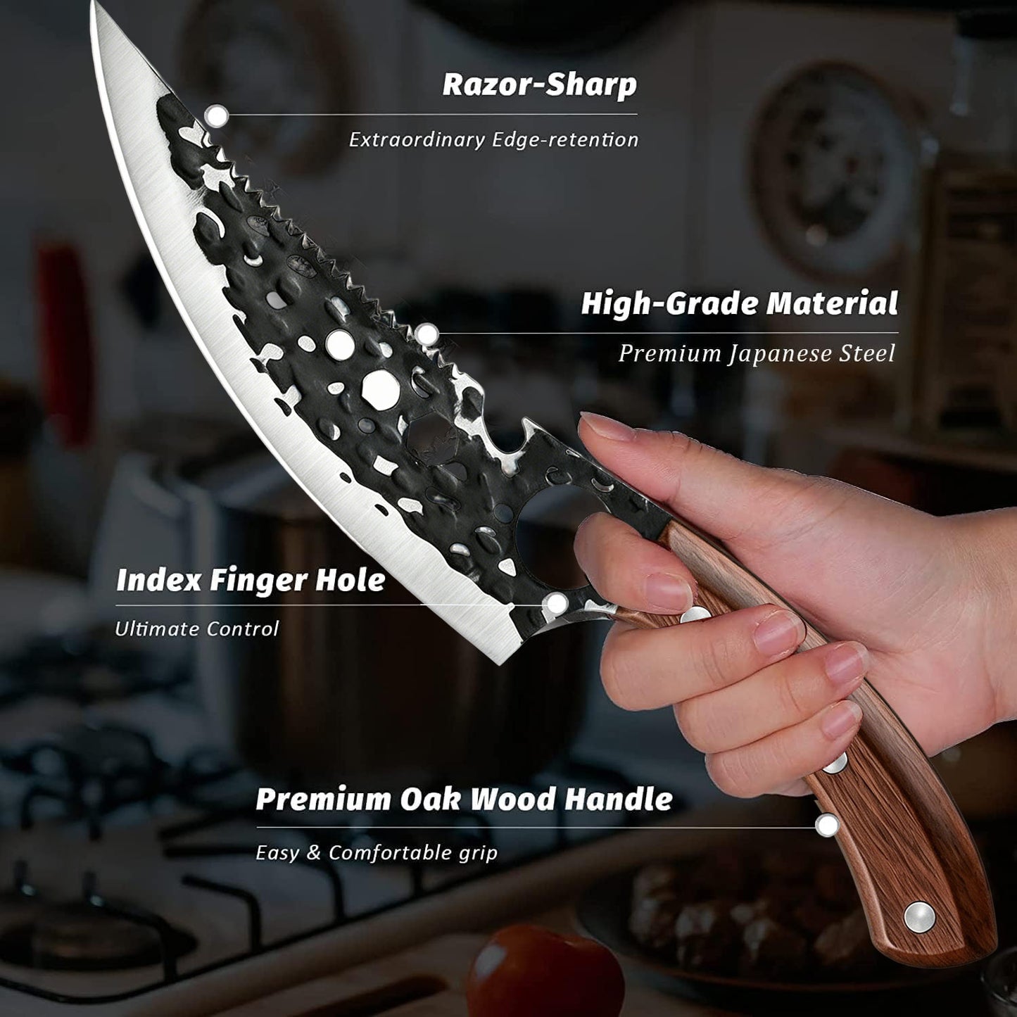 ACMETOP Viking Knife with Sheath - Hand Forged Butcher Knife for Meat Cutting - High Carbon Steel Meat Knives- Multipurpose Japanese Chef Knives for Camping, Outdoor, BBQ, Gift for Men and Women