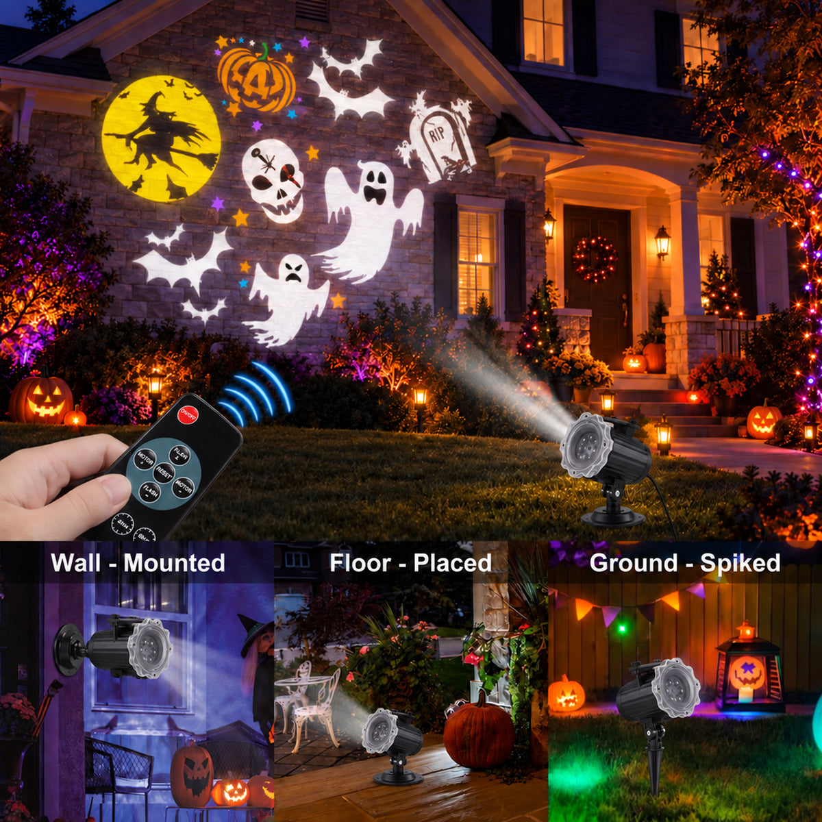 Morfone Halloween Projector Lights Outdoor with 16 HD Effect, Waterproof Holiday Projector Lights for Halloween Xmas Party Garden Yard Decor