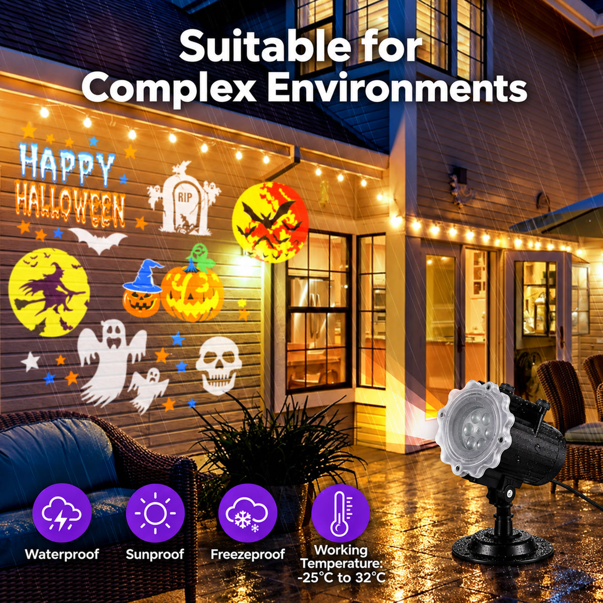 Morfone Halloween Projector Lights Outdoor with 16 HD Effect, Waterproof Holiday Projector Lights for Halloween Xmas Party Garden Yard Decor