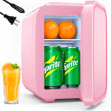 Mini Fridge for Bedroom, 4L/6 Can Small Refrigerator, Skincare Fridge for Drinks, Cosmetics, Beverage, Food, Pink