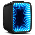Mini Kühlschrank, 4L / 6 Dosen Leise Minikühlschrank, 7 RGB Lichtmodi, 2in1 Kühl- und Warmhaltefunktion für Getränke & Skincare, AC 220V / DC 12V, Mini Fridge für Gaming, Büro, Auto (Schwarz)