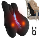 Morfone Lumbar Pillow with Heat and Vibration Massage, Ergonomic Lumbar Support Back Pillow for Lumbar Relaxation, Deep Tissue Massager for Office Chair, Car Seat and Sofa Use