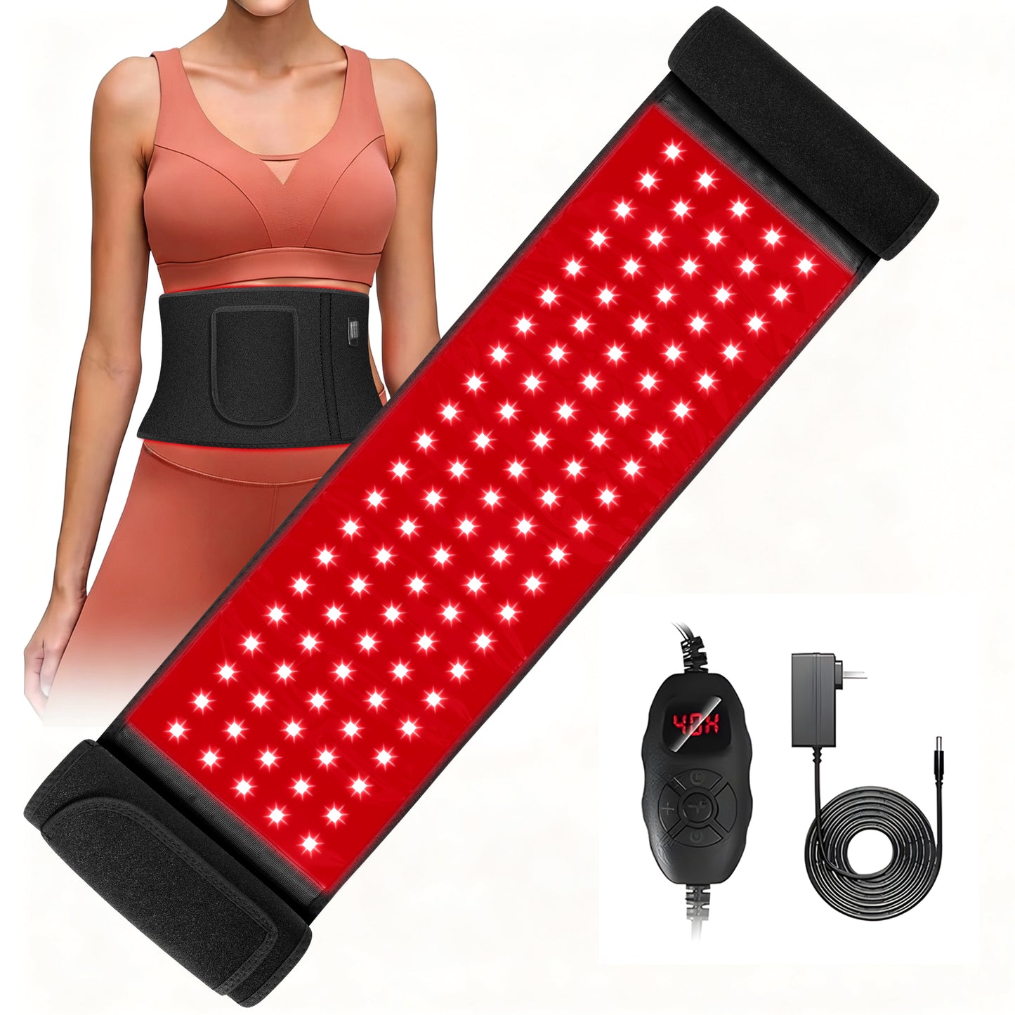 Morfone Red Light Belt for the Body, 660nm and 850nm Infrared Light Wrap, Red Light Pad Mat for Back, Shoulders, Waist, and Knees, Gift for Women Men