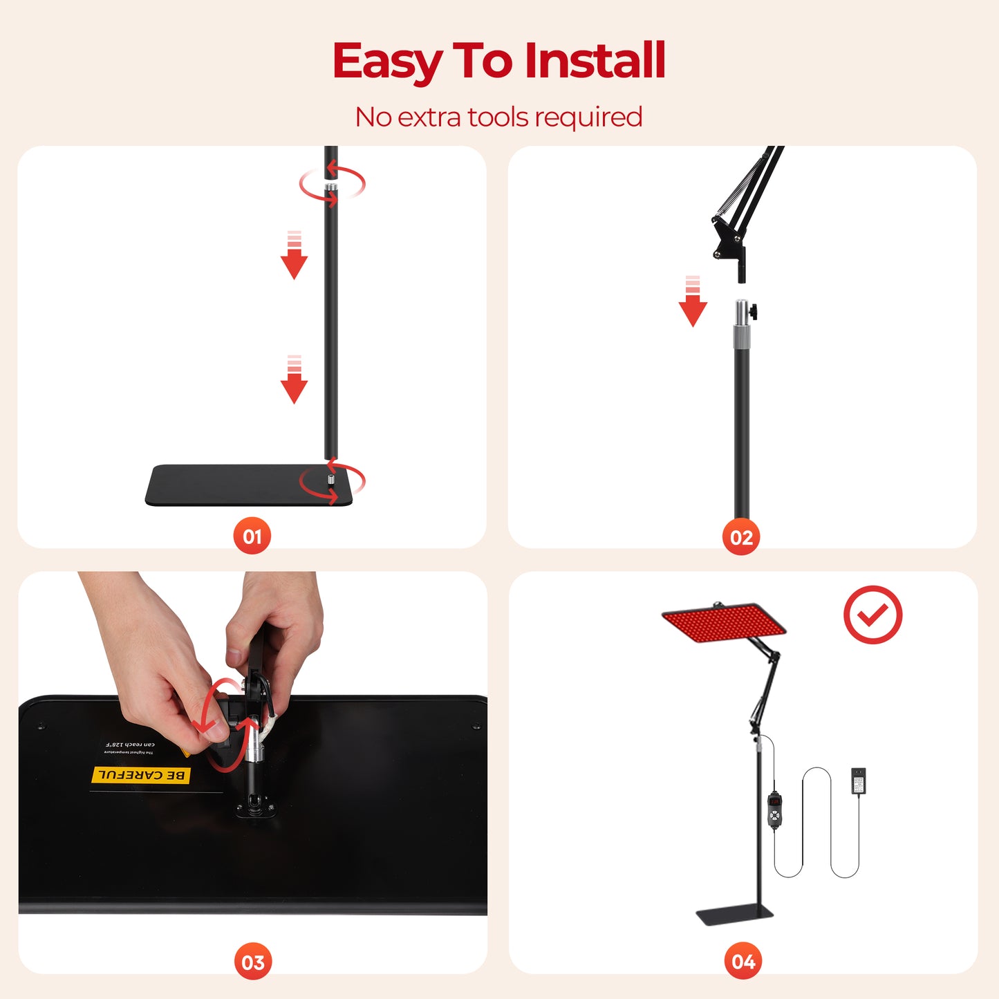 Morfone Red Light Lamp for Body Face,660nm 850nm 940nm Infrared Light device with Large Panel and Adjustable Stand, Gift for Women Mom Men, Black