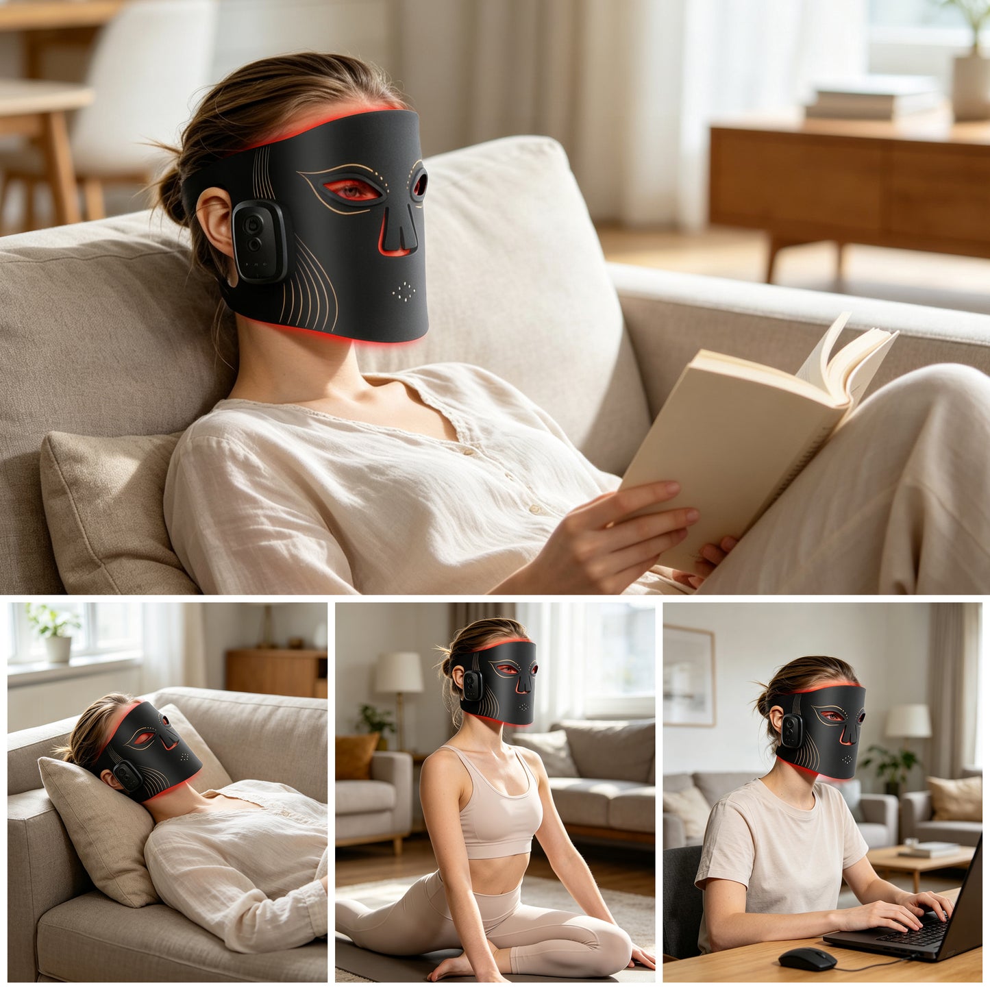 Morfone Red Light Therapy Mask for Face, Wireless LED Face Mask, 4 Modes Red Light Mask with 660nm & 850nm, Portable Facial Skincare Mask for Home Travel