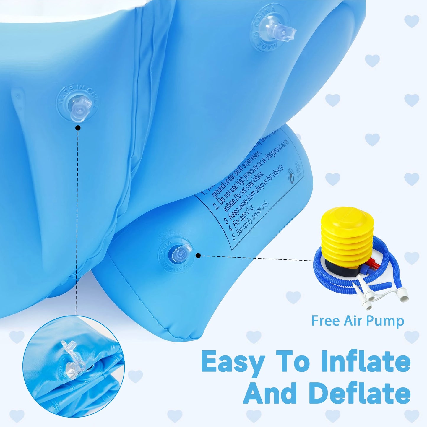 Anoak Inflatable Baby Bathtub for Newborn to Toddler, Portable Travel Infant Baby Bath Tub, Toddler Bathtub with Air Pump, Foldable Non-Slip Shower Basin Collapsible Baby Tub, Blue