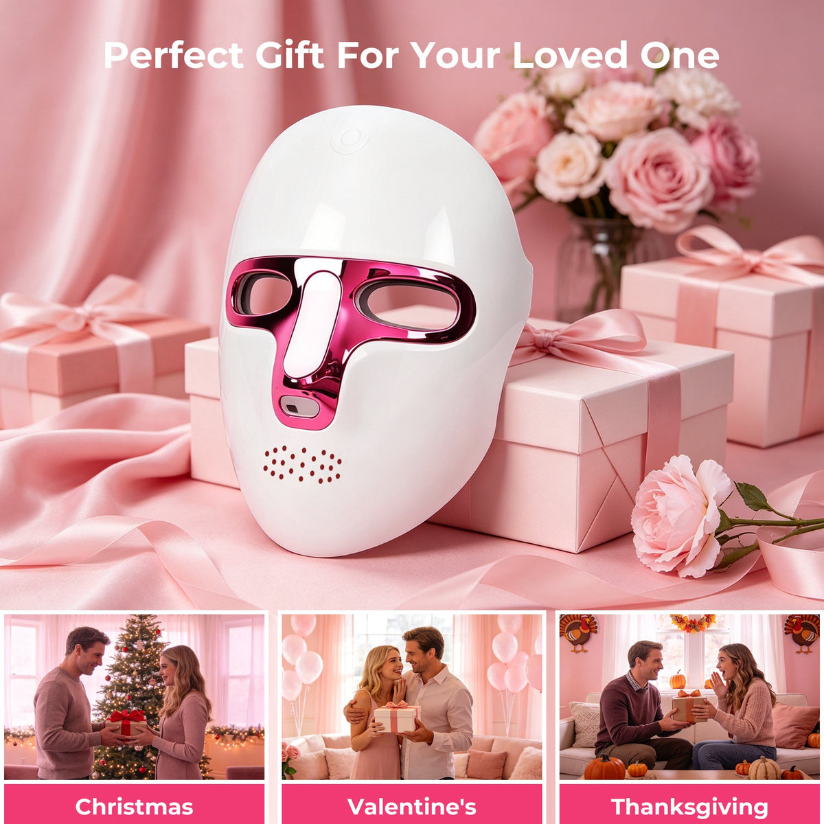 Morfone Red Light Therapy for Face, Wireless LED Face Mask,7 Modes