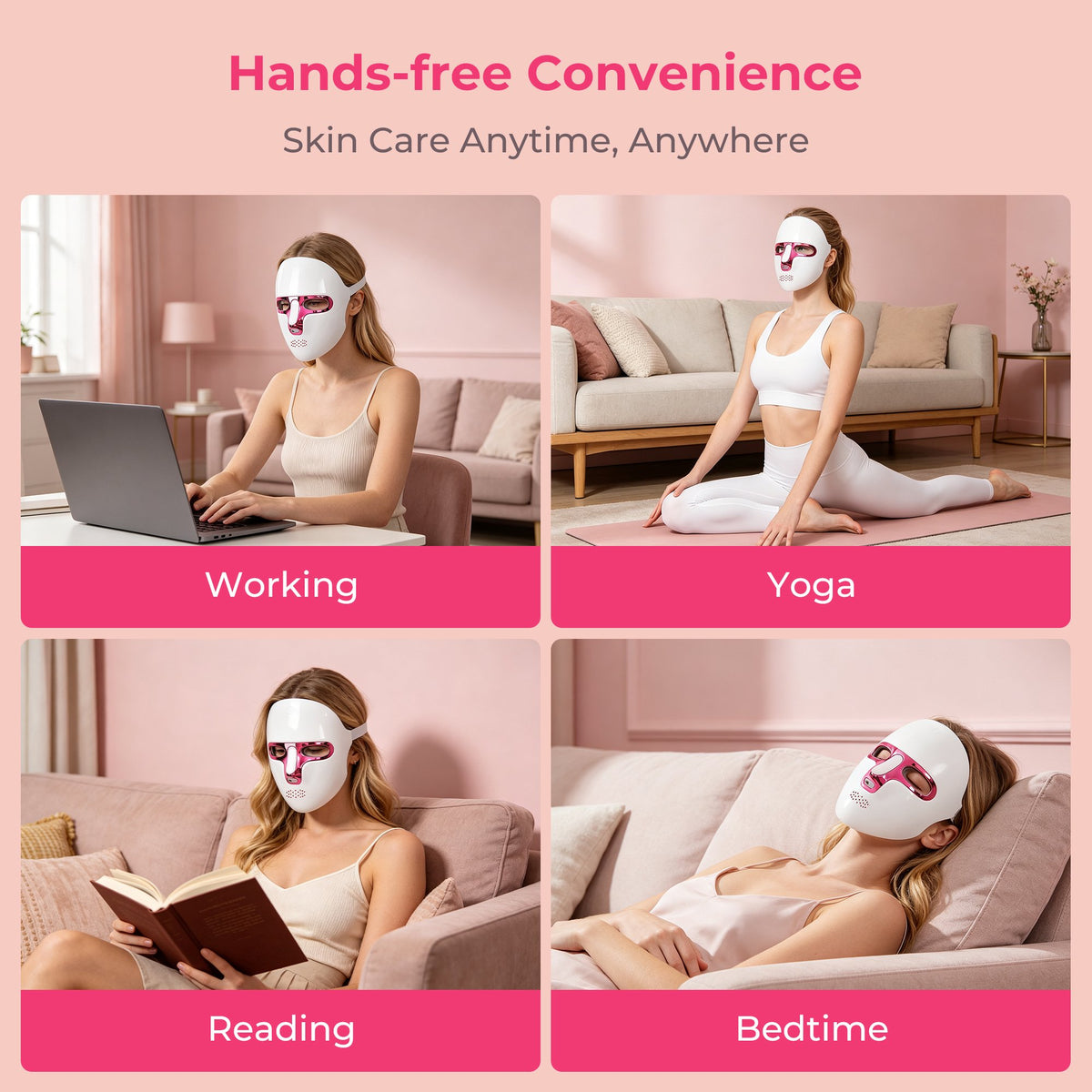 Morfone Red Light Therapy for Face, Wireless LED Face Mask,7 Modes