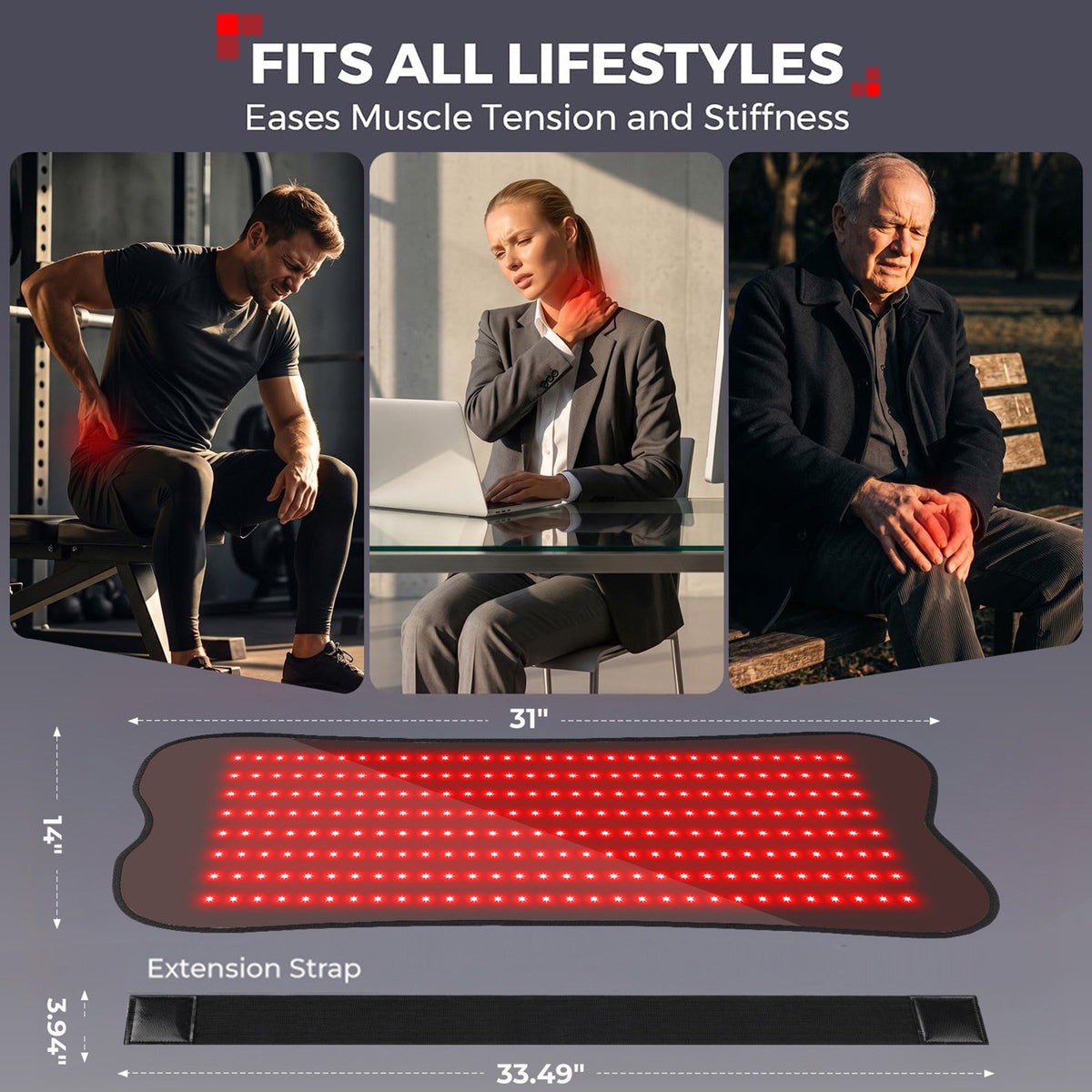 Morfone Red Light Mat for Body, 31" x 14" Red Light Pad, 660nm & 850nm