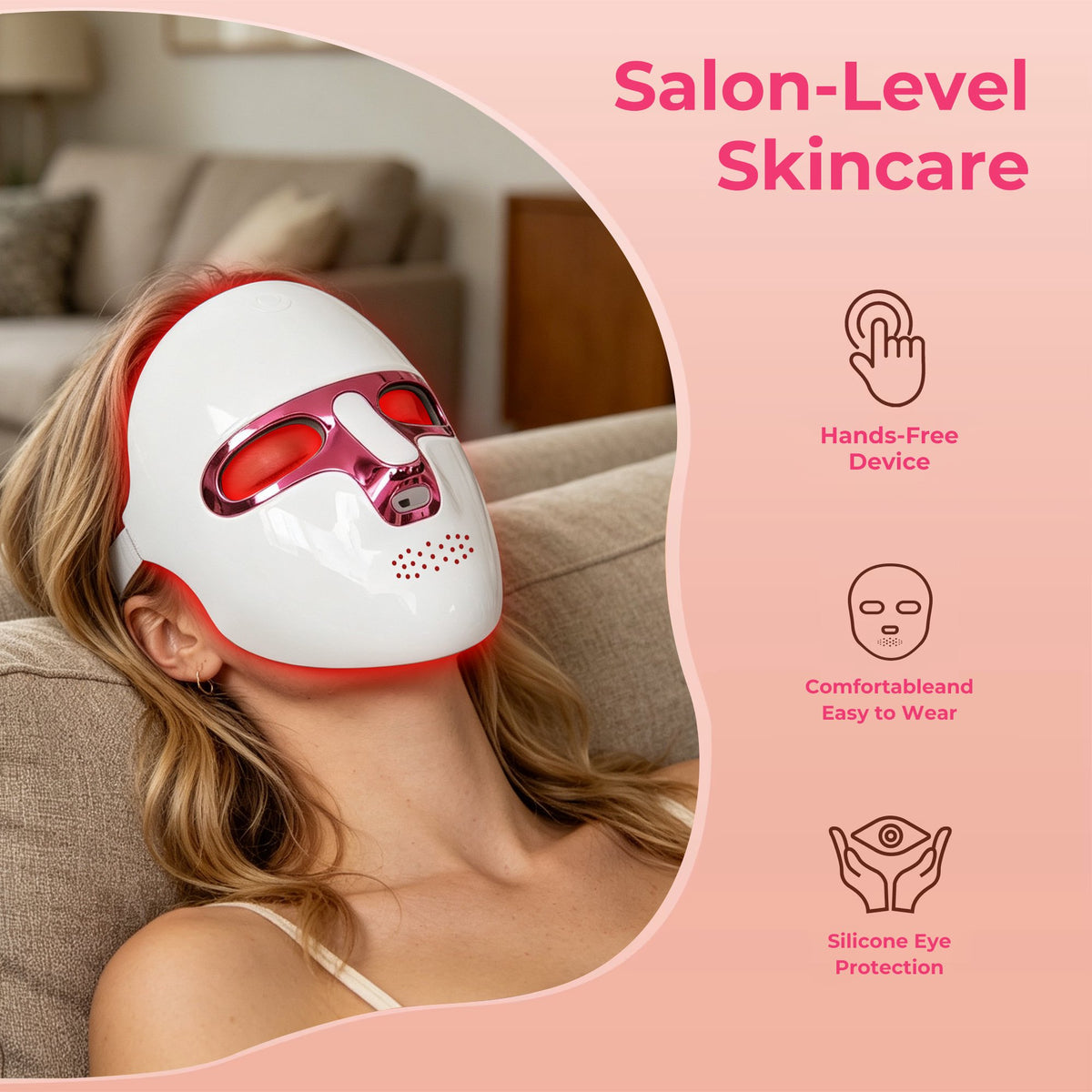 Morfone Red Light Therapy for Face, Wireless LED Face Mask,7 Modes
