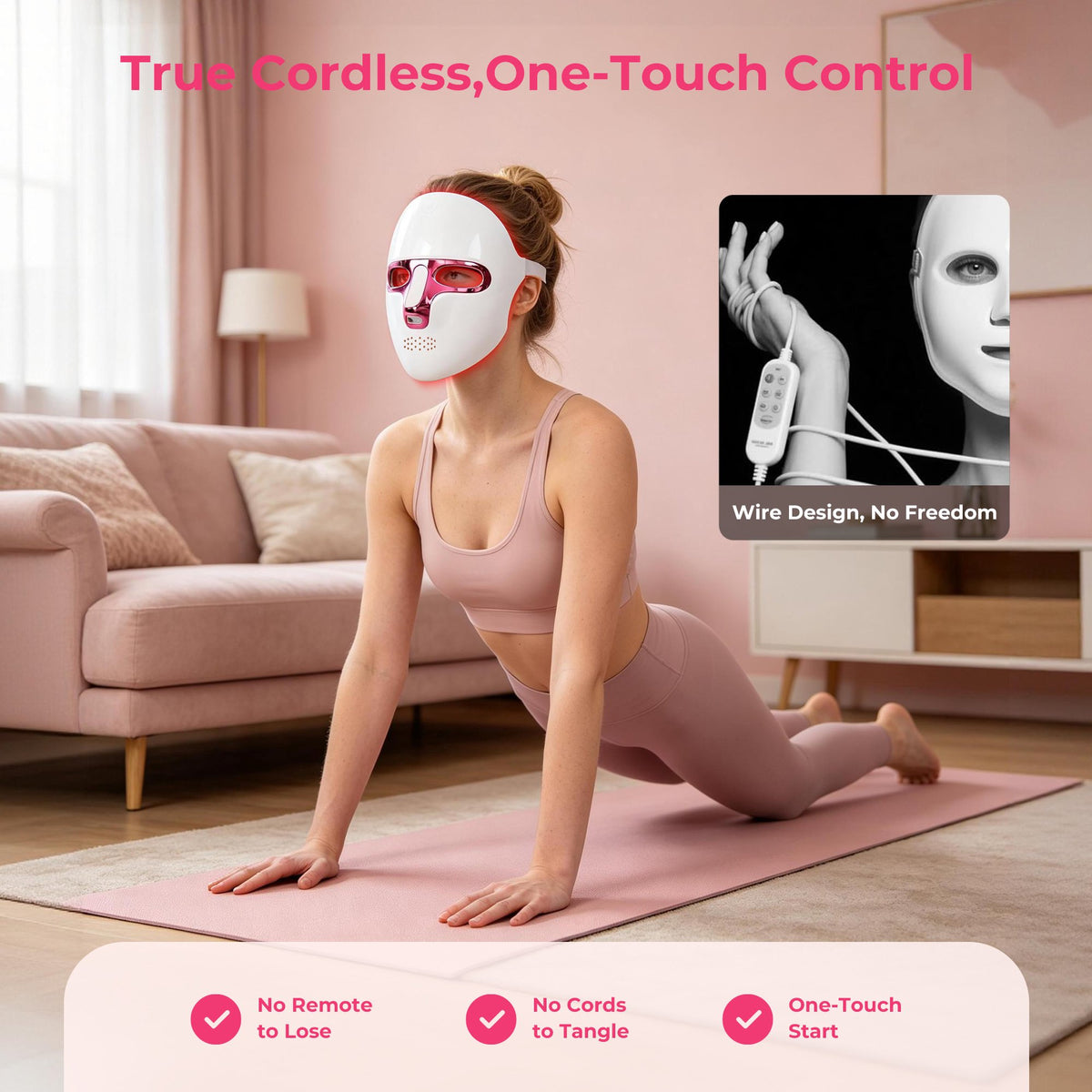 Morfone Red Light Therapy for Face, Wireless LED Face Mask,7 Modes