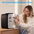 BEICHEN Mini Fridge, 4 Liter/6 Can Small Fridge for Bedroom, Car, Office, Brushed Finish, AC/DC