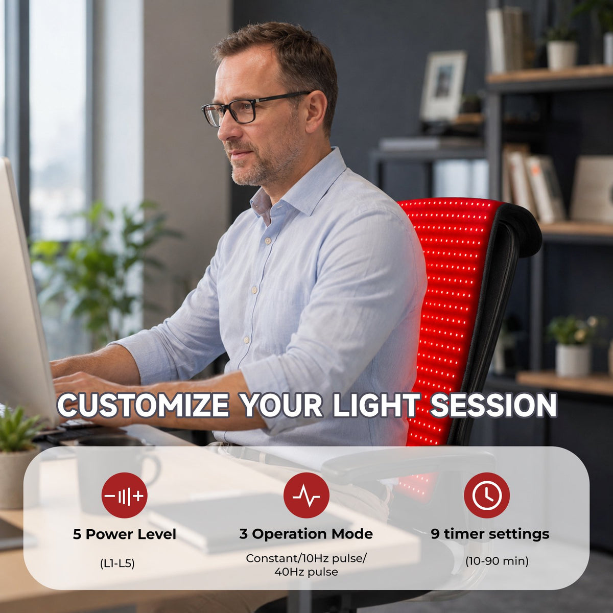 Morfone Red Light Mat for Body, 31" x 14" Red Light Pad, 660nm & 850nm