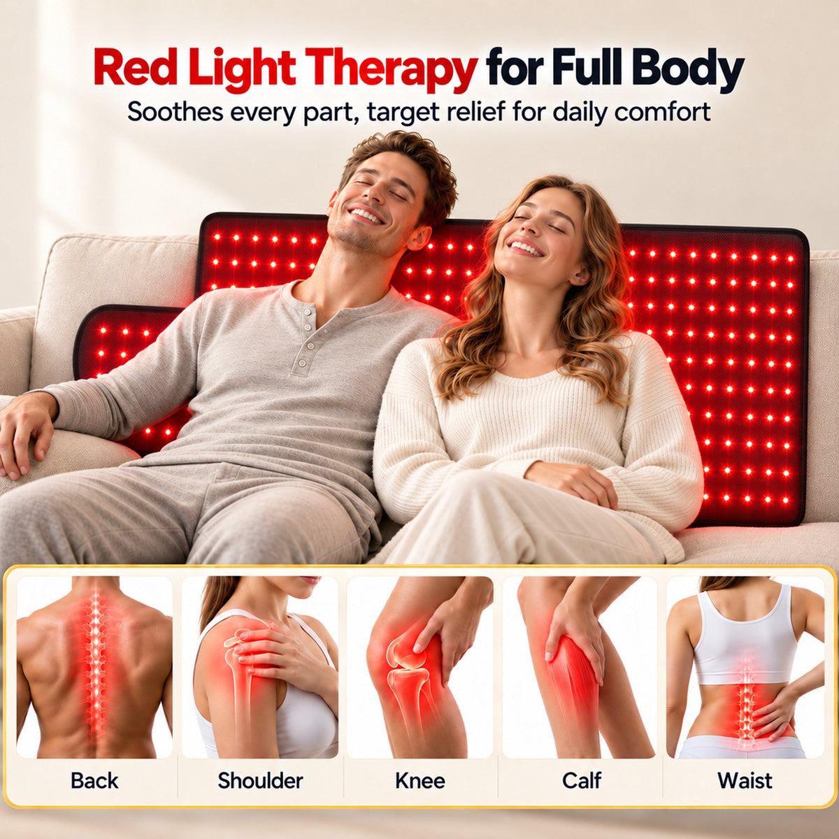 Morfone Red Light Mat for Body, 35" x 15" Red Light Pad, 660nm & 850nm