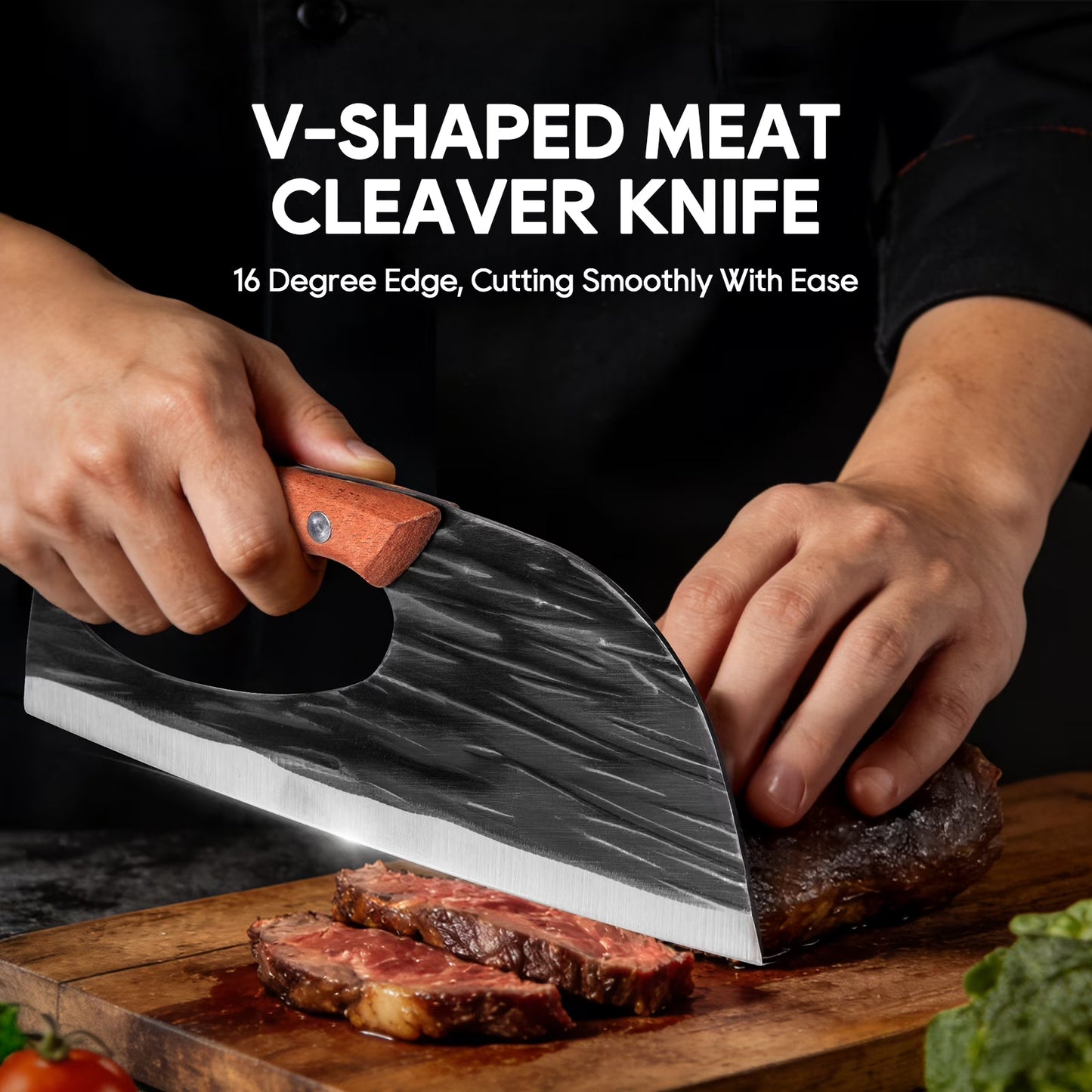 ACMETOP Chef Knife, High Carbon Steel Kitchen Knife for Meat Cutting, Slicing, Camping, BBQ – Essential Kitchen Tool