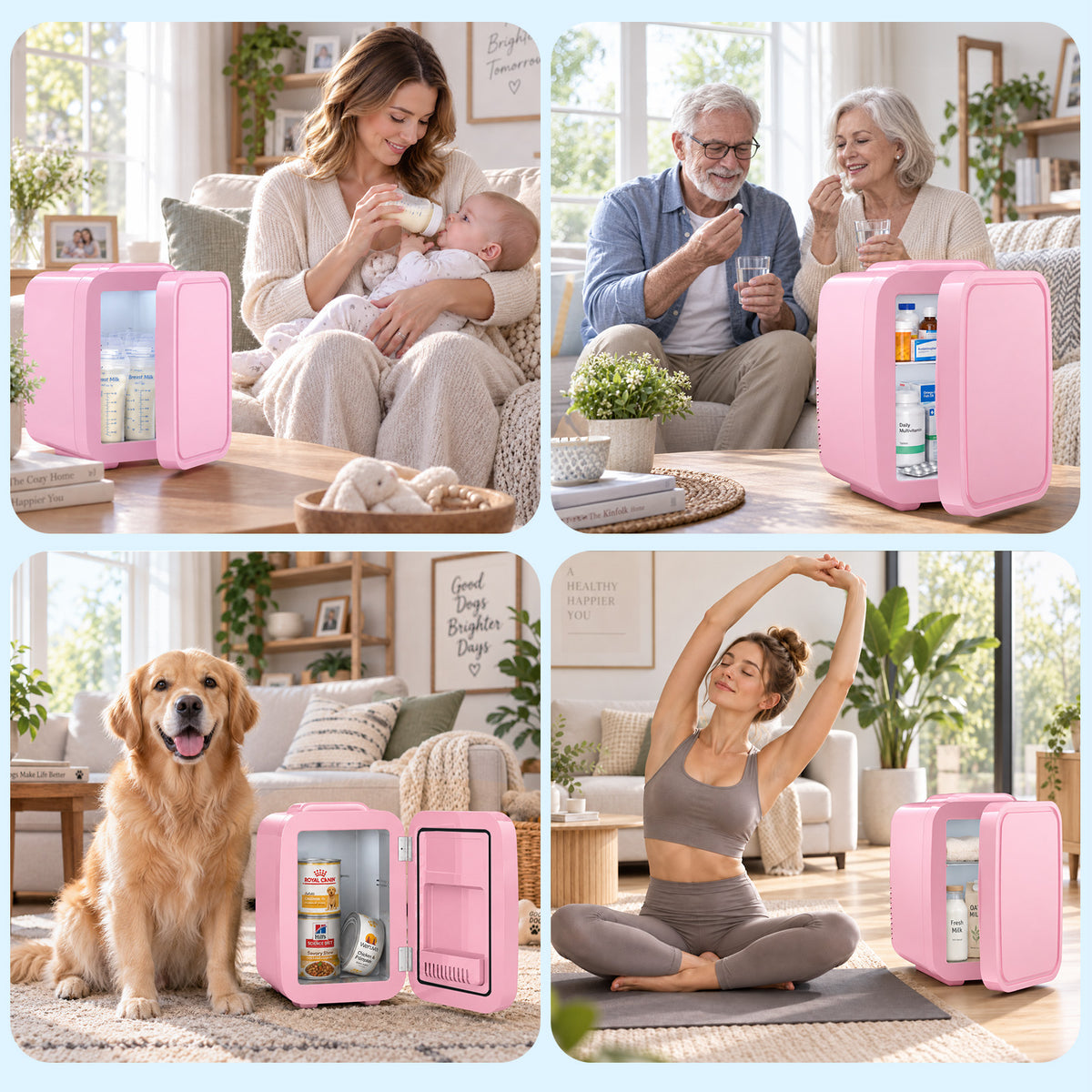 BEICHEN Mini Fridge, 6 Liter/8 Can Small Fridge, AC/DC Portable Skincare Fridge, Cooler and Warmer Refrigerators