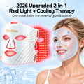 Morfone Red Light Therapy for Face with Cooling Gel Pack, 4 Modes LED Face Mask, 850nm NIR & 660nm Red Light Mask Home Travel Gift