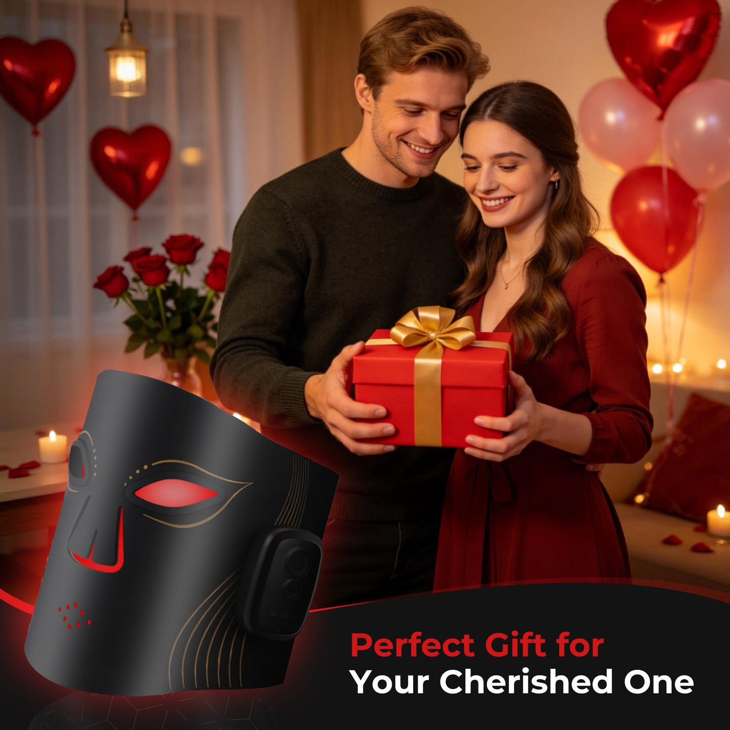 Morfone Red Light Therapy Mask for Face, Wireless LED Face Mask, 4 Modes Red Light Mask with 660nm & 850nm, Portable Facial Skincare Mask for Home Travel
