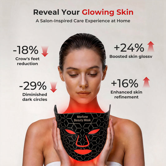 Morfone Red Light Therapy for Face, 7-1 Colors Red Light Mask, Portable LED Face Mask for Home and Travel