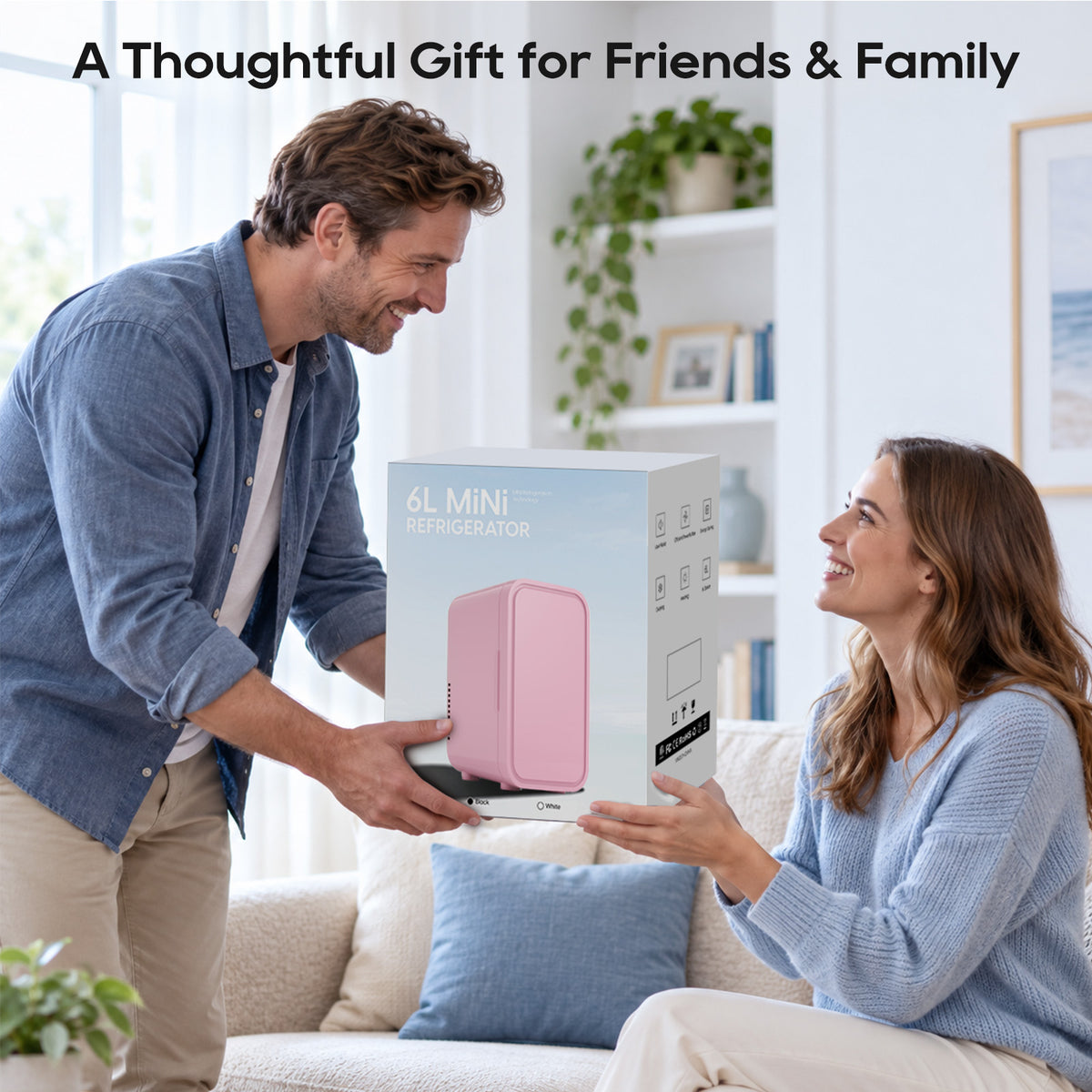 Mini Fridge, 6 Liter/8 Can Small Refrigerator, AC/DC Portable Skincare Fridge for Bedroom, Dorm, Office, Car, Pink
