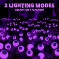 Morfone Halloween Decorations Outdoor, 2 Pack 12 LEDs Solar Scary Eyeball Lights, Waterproof Eyeball Swaying Firefly Lights, Halloween Path Lights for Garden Yard Party, Purple