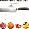 ACMETOP 7 Inch Nakiri Knife, Japanese High Carbon Stainless Steel Chef Knife, Multipurpose Meat Cleaver Sharp Kitchen Knife with Ergonomic Pakkawood Handle