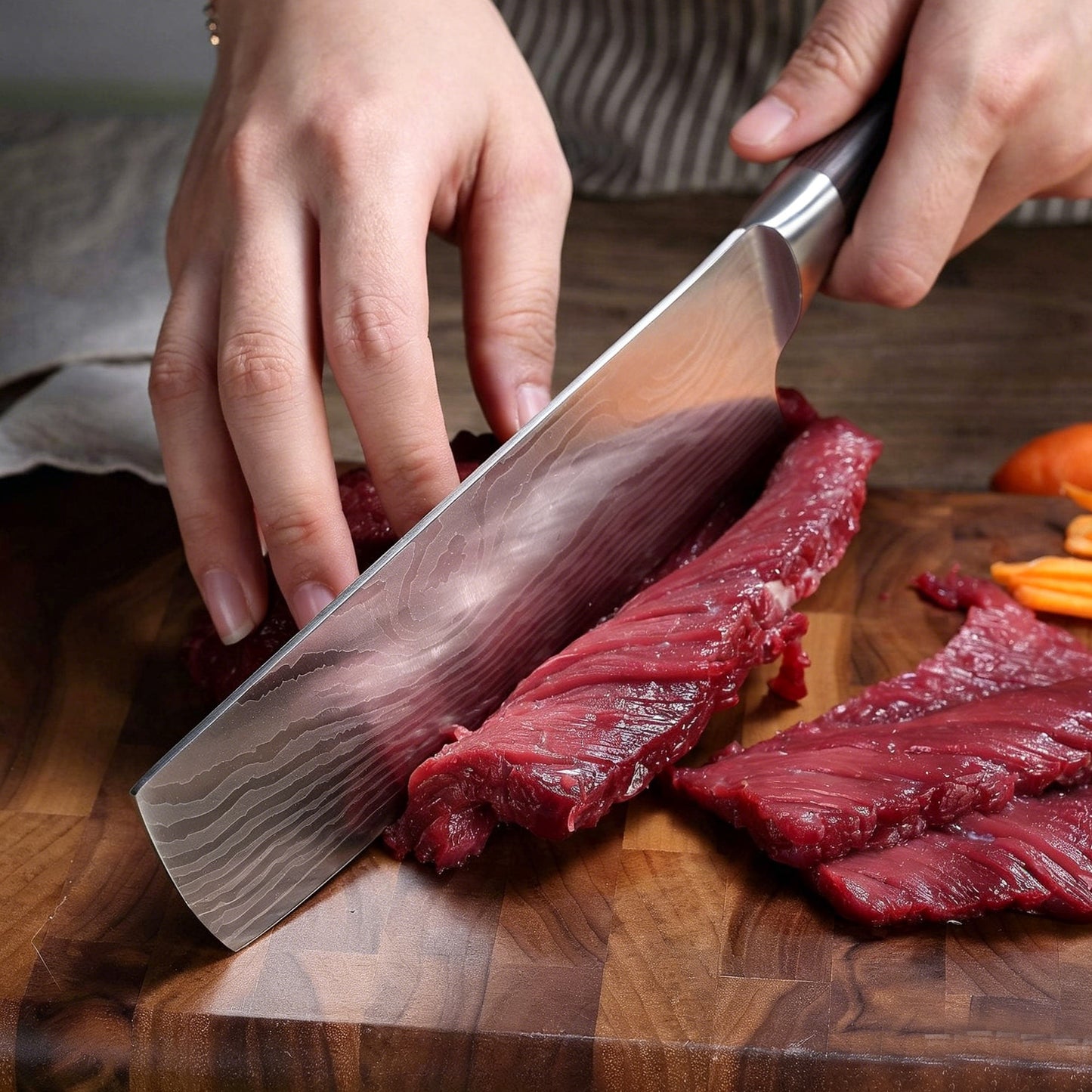 ACMETOP 7 Inch Nakiri Knife, Japanese High Carbon Stainless Steel Chef Knife, Multipurpose Meat Cleaver Sharp Kitchen Knife with Ergonomic Pakkawood Handle