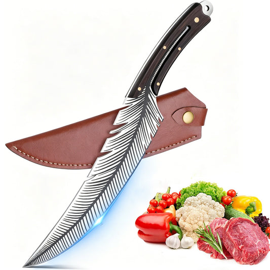 ACMETOP Feather Knife Professional Viking Knife Meat Cleaver Butcher Knife Boning Knife for Kitchen Camping Chef Knives Gifts for Men Women