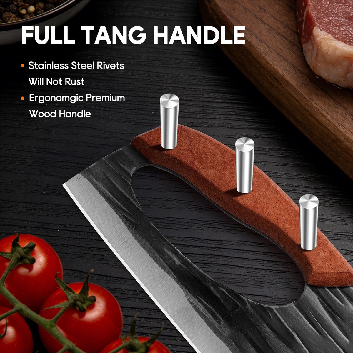 Acmetop Chef Knife, High Carbon Steel Kitchen Knife for Meat Cutting, Slicing, Camping, BBQ – Essential Kitchen Tool