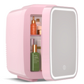 Pink Skincare Fridge | 4L Mini Cooler with Dimmable LED Mirror