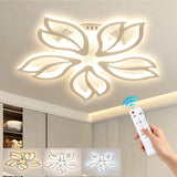 Anoak Ceiling Light,Dimmable Modern LED Ceiling Light with Remote, 23.6" 5-Petal Flower Light Fixtures for Living Room, Dining Room, Bedroom, Kitchen
