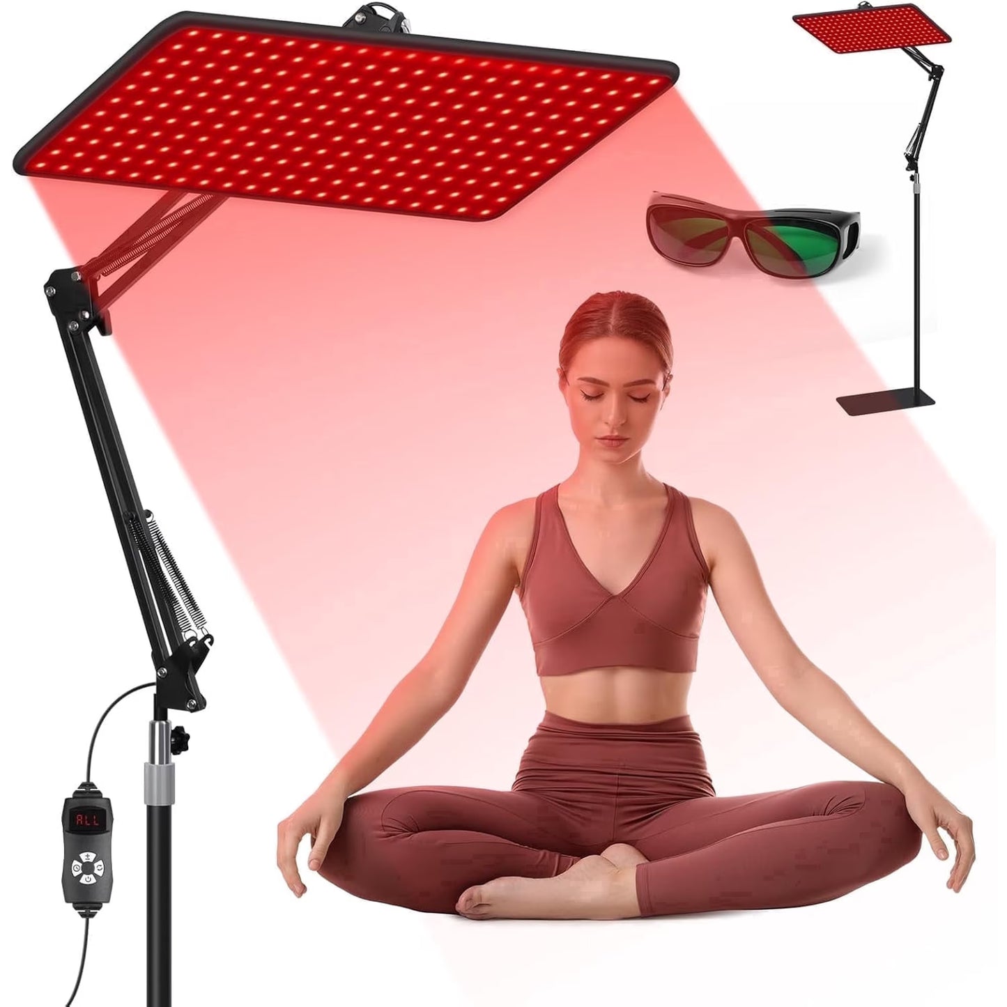 Morfone Red Light Lamp for Body Face, 660nm 850nm 940nm Infrared Light Lamp Panel with Adjustable Stand, Idea Gift for Women Men