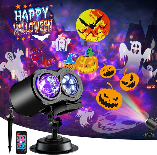 Morfone Halloween Projector Lights Outdoor, 2-in-1 HD Holiday Projector with Remote Control, Waterproof Halloween Decorations for Yard Party