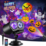 Morfone Halloween Projector Lights Outdoor, 2-in-1 HD Holiday Projector with Remote Control, Waterproof Halloween Decorations for Yard Party