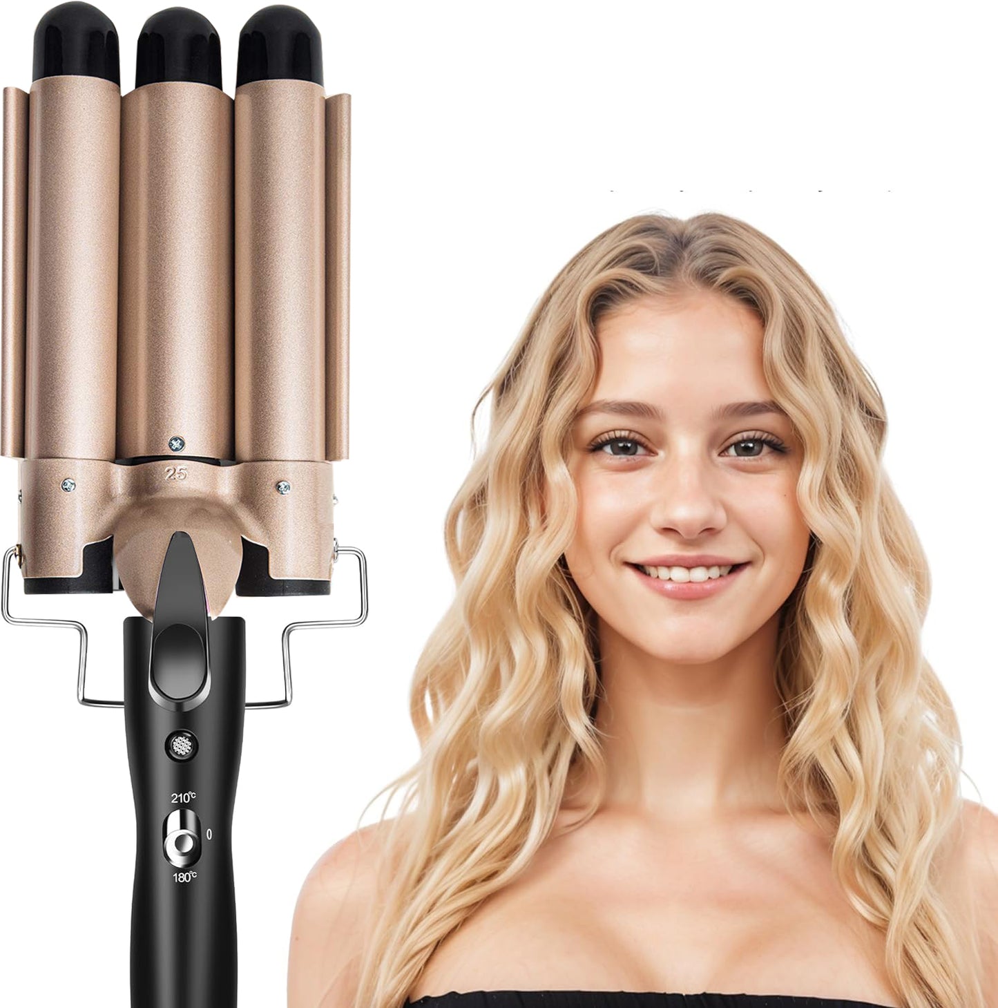 Morfone 3 Jumbo Barrel Curling Iron Wand 22mm Hair Waver Temperature Adjustable Ceramic Big Waves Hair Crimper