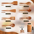 ACMETOP 8-Piece Natural Teak Wooden Spoons for Cooking With 10 Hooks，Handcrafted Kitchen Utensils Set ，Ideal Gift Set