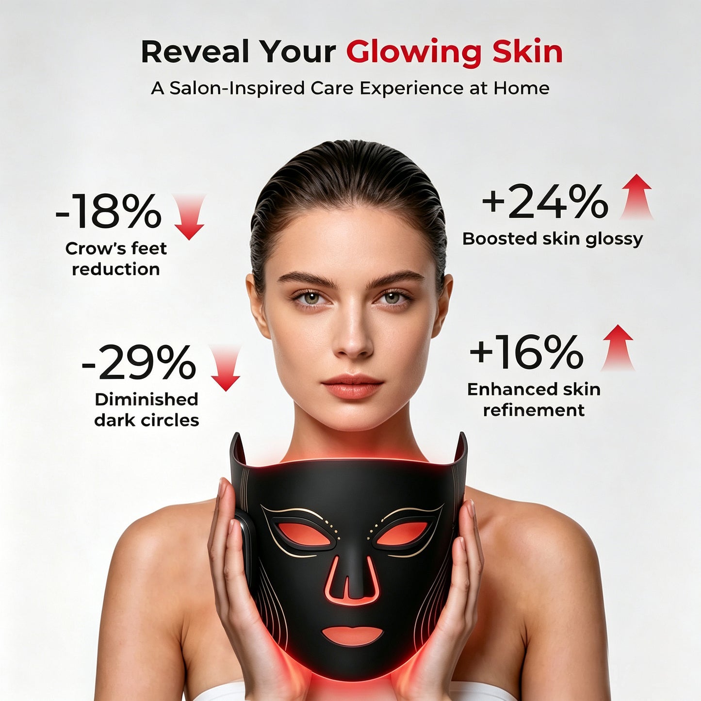Morfone Red Light Therapy Mask for Face, Wireless LED Face Mask, 4 Modes Red Light Mask with 660nm & 850nm, Portable Facial Skincare Mask for Home Travel